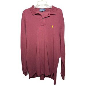 Polo‎ Ralph Lauren Long Sleeve Polo Shirt Mens Large Burgundy Classic Fit Cotton